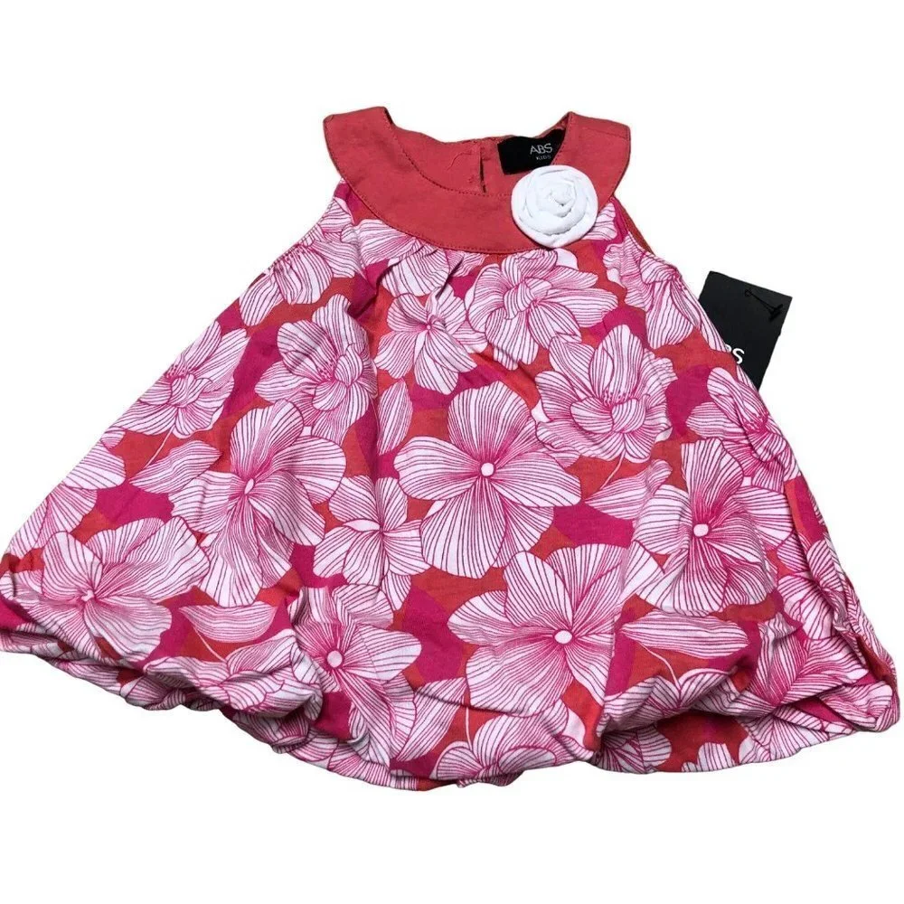 ABS KIDS BABY GIRL TWO PCS OUTFIT SET DRESS & WHITE LEGGING SIZE 12 MOS NEW WITH